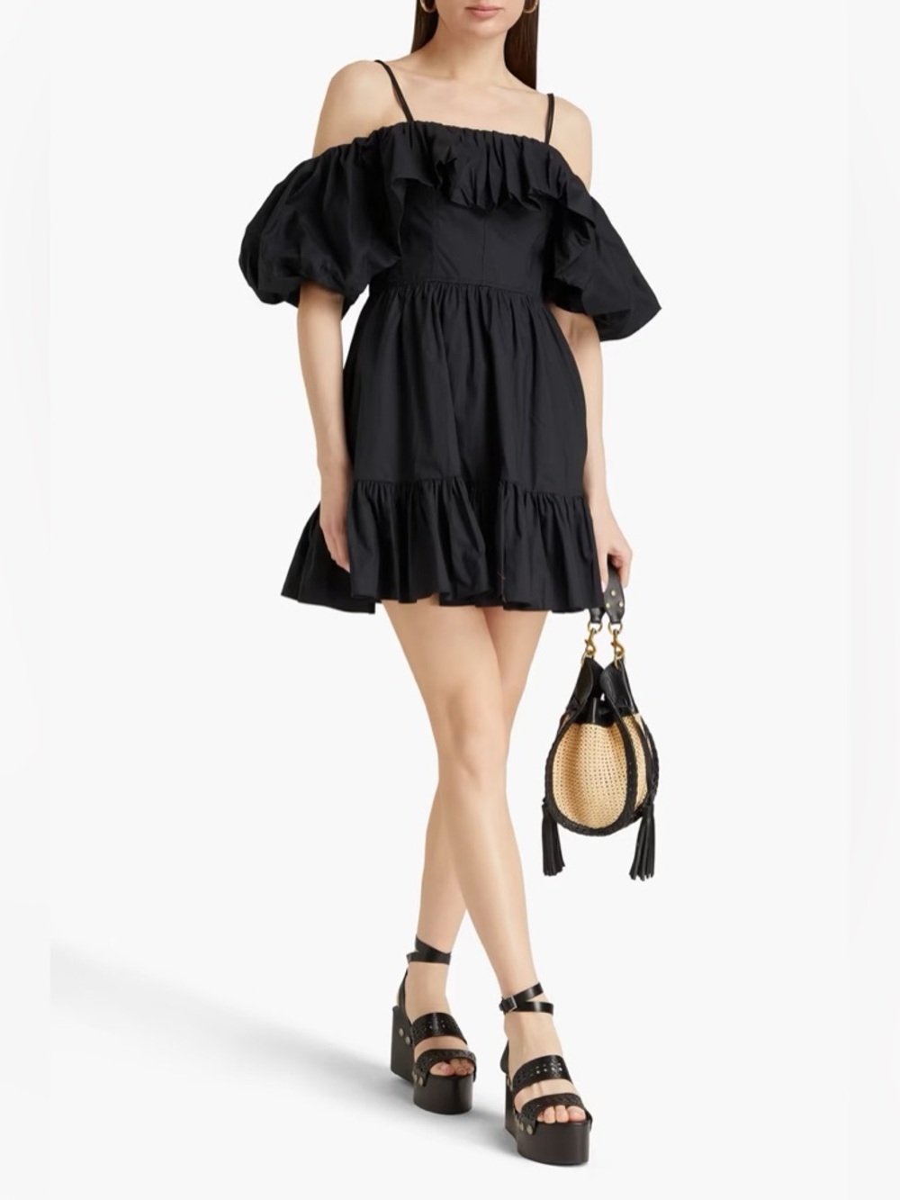 Ulla Johnson Lila cold-shoulder gathered cotton-poplin mini dress